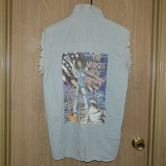 Nurses Run the ship! Aorn San Diego Cali 2004 Graphic Fringe Sleeveless Top - Picture 1 of 15
